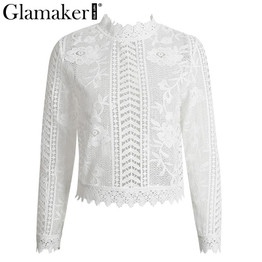 Glamaker sexy white lace blouse shirt Women tops elegant hollow out blouse Summer tops female blouse long sleeve blusas