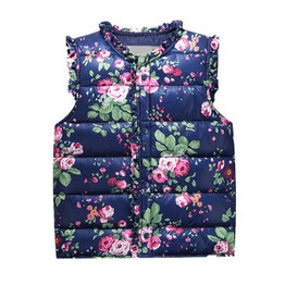 Girls Vests Children's Down Cotton Warm Vest Baby Girls Sweet Floral Waistcoat High Quality Kids Vest Outerwear 1-7 Years