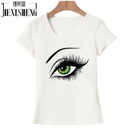 2018 Summer T shirt Women Tops Tees Short Sleeve Cotton Big Eyes Print Tshirt Funny T-shirt Woman Clothes