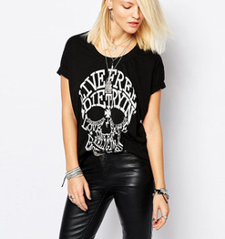 2018 summer rock punk t shirt women streetwear skull printed short sleeve cotton loose black harajuku brand tee shirt femme tops