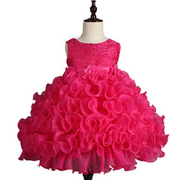 2017 Baby Girl Formal Wear Dress Children Kids Prom Red Dresses For Girls Clothes Flower Girl Party Dress Wedding Ball Gown