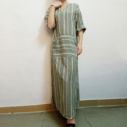 2018 Autumn ZANZEA Women Striped Dress Sexy V Neck Long Sleeve Maxi Long Dresses Vintage Casual Loose Plus Size Vestidos