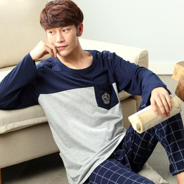 Autumn Winter Long Sleeve Cotton Men's Pajamas Home Wear Cotton Striped Pyjamas Men Lounge Pajama Sets Plus size 3XL Sleepwear