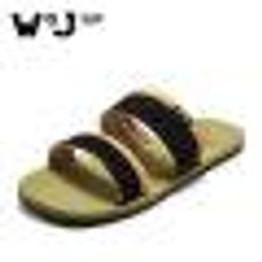 W.J 2017 Summer Men Sandals Fabric Spliced Black and Yellow Summer Slippers Lightweight Outdoor Breathable Beach Slippers