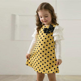 2018 New Autumn Long Sleeve Bow Girls Dress Girls Clothing Polka Dot Cute Princess Baby Girl Dress Kids Clothes Infant Dress