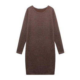 Autumn Fashion Long Sleeve Solid Slim Bodycon Office Pencil Dress Winter Warm Cotton Mid Dresses Women Elegant Vestidos