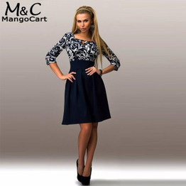 Autumn Dress Women 2017 Vintage Vestidos Women Dress Floral Print Spring Pinup A-Line Swing Tropical High Waist Party Dresses