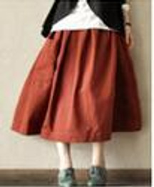 Autumn Winter Skirt For Women High Waist Solid Pleated Skirts Elastic Waist Plus Size Casual Long Skirt Linen Vintage Maxi Skirt