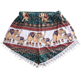 Shei 2017 Women Sexy Hot  Summer Casual Shorts High Waist Short Beach Print Elephant Cute Girl Femme Flat Cotton Shorts 30Oct6