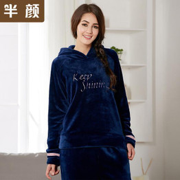 2016 Autumn Winter 100% Cotton Women Pajamas Set of Sleepwear Full Pant Lady Nightgown Female Home Clothes Woman Solid Pajamas