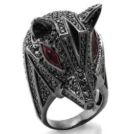 King Ice Sterling Silver Black Rhodium Egyptian Anubis Ring