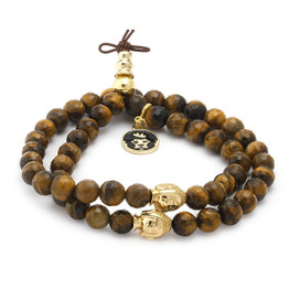 King Ice Tiger Eye Buddha Bead Wrap Bracelet