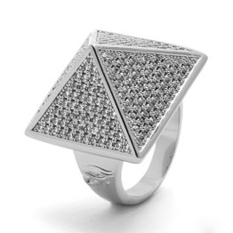 King Ice Rhodium CZ Pyramid Ring