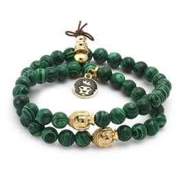 King Ice Malachite Buddha Meditation Wrap Bracelet