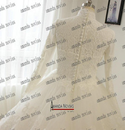 Arab Muslim Wedding Dress Applique Long Sleeve Bridal Gown for Muslims Vestido De Noiva Casamento New