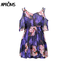 Aproms Vestidos 2018 Summer Boho Flower Print Dress Sexy Elegant High Waist Loose Casual Dresses Women Beach Party Sundresses