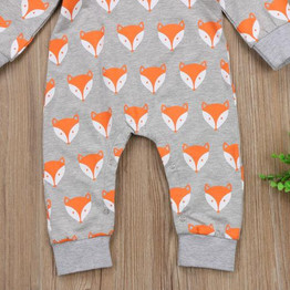 Baby Clothing Newborn Baby Boys Girls Romper Long Sleeve Fox Jumpsuit Clothes Outfits Set
