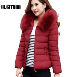 2017 Womens Winter Jackets And Coats  Faux Fur Collar Hooded Warm Parkas For Women Winter Coats Female Manteau Femme