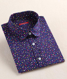 Dioufond Cotton Polka Dot Shirts Women Tops Blouses Long Sleeve Shirt Red Dot Casual Blouses Women Plus Size 5XL Blusa Feminina