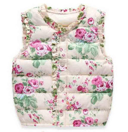 BibiCola Girls Kids Vests Children's Down Cotton Warm Vest Baby Girls Sweet Floral Waistcoat High Quality Kids Vest Outerwear