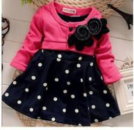 BibiCola baby Girls Dress Casual Kids Autumn Girl Clothes Polka Dots Dress Kids Clothes Cute Dress Girls Party Dress