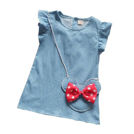 BibiCola Baby Girls Summer Cotton Dress Children Kids Baby Cartoon Denim Dresses 1 Piece Toddler Clothing Casual Dress For Girls