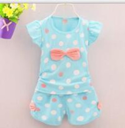 BibiCola 2017 Infant clothes toddler children summer baby girls clothing sets stripe dots 2pcs bow clothes sets girls summer set