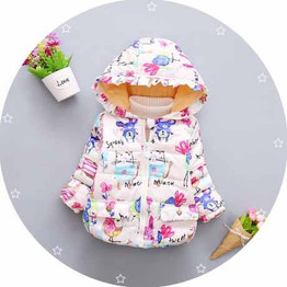 BibiCola 2016 fashion cute hoodie winter clothes baby girls outerwear child hooded sweatshirt warm cotton parka jacket children