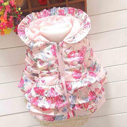 BibiCola 2016 baby girls warm parkas winter flower thicker coat wadded jacket children cotton-padded clothes kids outwear parkas