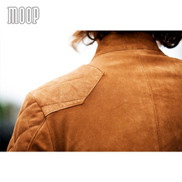 Brown genuine leather coat men quilted suede cow leather motorcycle jacket chaqueta moto hombre veste cuir homme cappotto LT1306