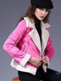 2017 Shearling Sheepskin Coats Women Thick Suede Jackets Women Autumn Winter Lambs Wool Short Motorcycle Coats UV3001