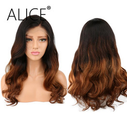 ALICE Pre Plucked Full Lace Human Hair Wigs For Black Women 10-24'' Remy Hair Glueless Brazilian Ombre Lace Wig Bleached Knots