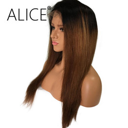 ALICE Hair 150 Density Ombre Color Lace Front Human Hair Wigs With Baby Hair Straight Brazilian Remy Hair Pre Plucked Hairline