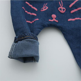 2017 Children Denim Pants Spring Autumn Newborn Baby Boy Girls Solid Ear Cat Jeans Kids Clothes Cotton Kids Casual Trousers A662