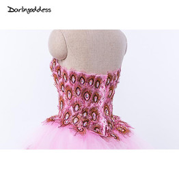 2017 Short Pink Purple Peacock Cocktail Dresses Minin Ball Gown Knee Length Tulle Homecoming Party Dresses Cheap Cocktail Dress