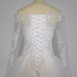 robe de marriage Vintage Lace Appliques Cheap Wedding Dresses 2017 Lace Up Back Long Sleeves Wedding Gowns vestido de noiva