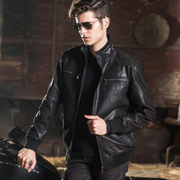 2016 Men's real leather jacket pigskin Genuine Leather jacket men leather coat motorcycle jackets