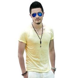 2016 Men T shirt Men's V-Neck Slim Fit Shorts Sleeved T-Shirts Fashion Casual Tee Shirt For Men #Q029