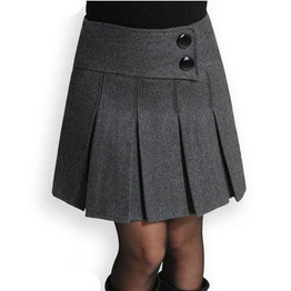 New 2016 Spring Winter Skirt Women Wool Short Skirt High Waist Pleated Skirt Fashion Black Gray Woolen Skirts For Women S - XXXL