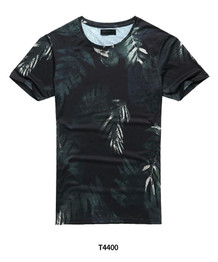 New 2016 Mens Summer Tees Plus Size Shirt Short Sleeve t shirt leaf Print Cotton T-shirt Men 3D Designer Clothing