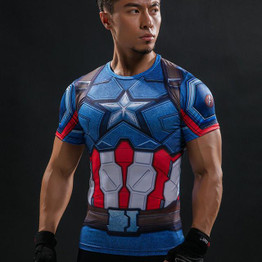 New 2016 Marvel Comic Superhero Compression Shirt Superman Captain America Iron man Fit Tight Bodybuilding T Shirt