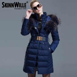 NEW 2016 Winter Jacket Women's Luxury Raccoon Fur Collar White Duck Down Coats Fashion Down Jackets Women Branded Long Parkas
