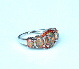 Orange Rainbow Fire Opal Ring