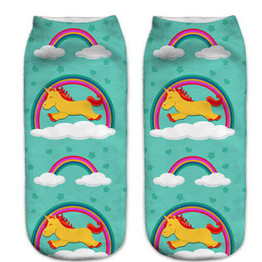 Harajuku emoji Unicorn Print 3D Socks Women Kawaii Low Cut Ankle Short Licorne Cute Funny Art Socks Hot Sale HO935223