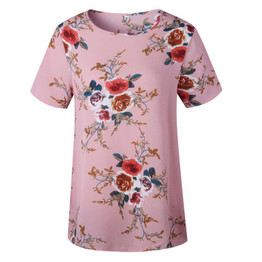 feitong plus size women t shirt 2018 Summer New Fashion Women Ladies Sexy Casual Floral Printing T-shirt Short Sleeve Tops