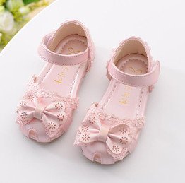 HITOMAGIC 2017 Kids Shoes Sandal Girls Leather Kids Girl Summer Shoes Bowtie Baby Sandals Soft Leather Children Footwear Pink