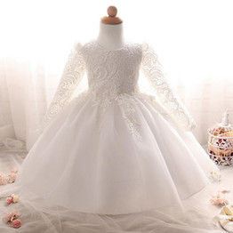 2017 Newborn Baby Girl Lace Dress White 1 Year Birthday Dress Girl Christening Gowns Baby Pink Princess Wedding Party Dress