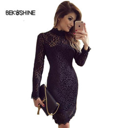 Bekoshine 2017 New Fashion Women Autumn Party Dresses O-neck Chiffon Lace Dress Vestidos Sexy Casual Mini Dress Vestido de festa
