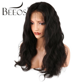 BEEOS 250 Density Full Lace Human Hair Wigs With Baby Hair Wavy Brazilian Remy Hair Lace Wigs For Black Women Bleached Knots