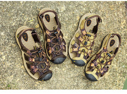 BACKCAME Men Sandals Genuine Leather Summer Shoes Outdoor Beach Slippers Casual Suede Leather Gladiator Sandals Plus Size 45